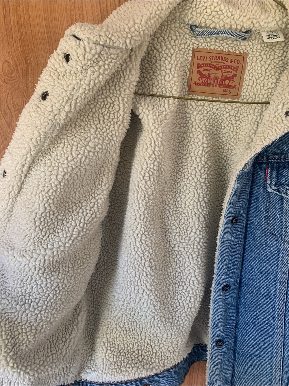 Levi's Light Blue Denim Sherpa Jacket - Picture 3 of 3
